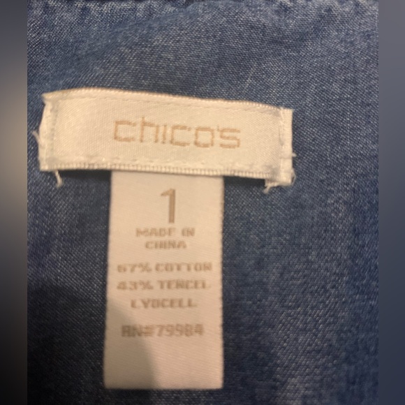 Chico’s Denim Button Down Long Sleeve Shirt (Size 1) - Picture 9 of 10